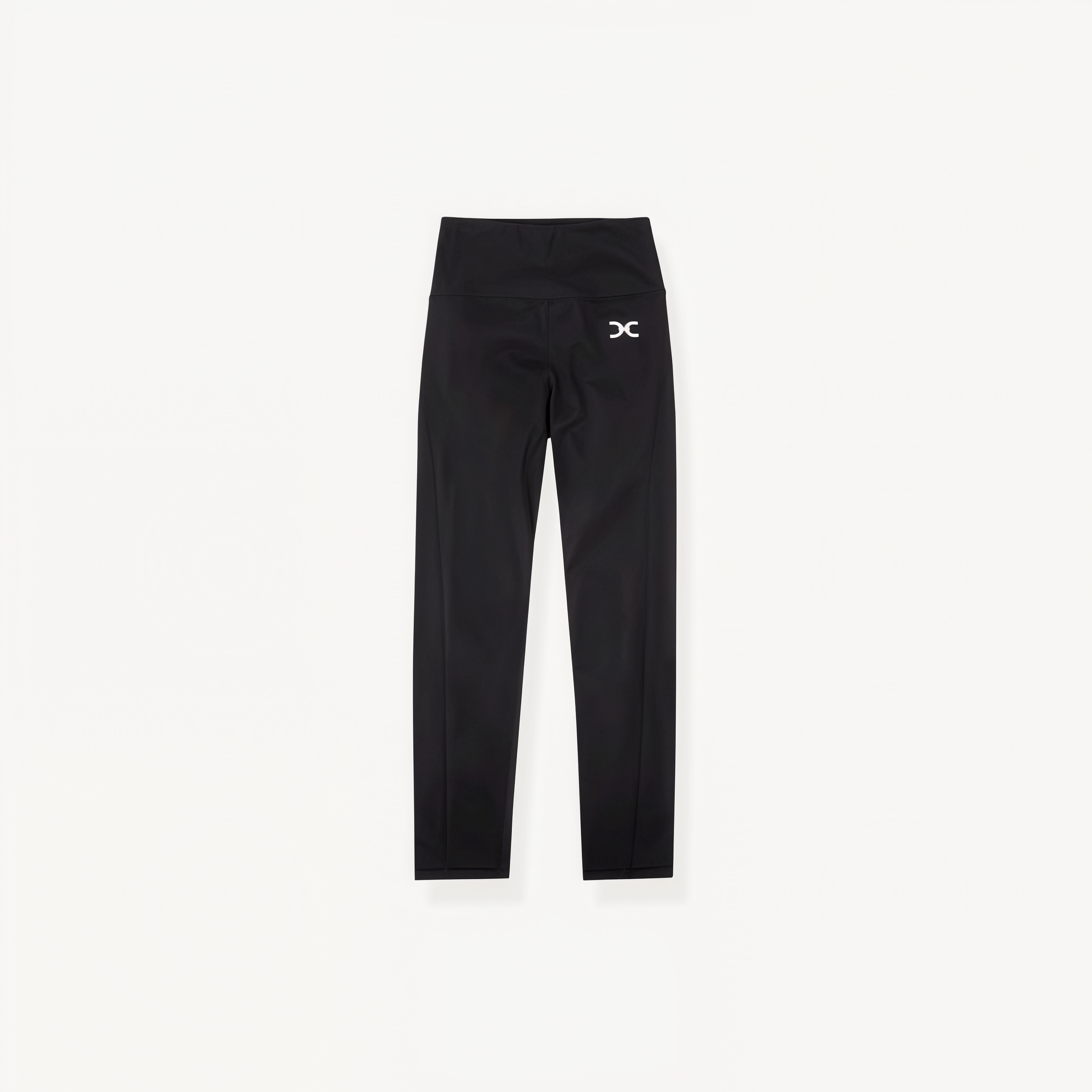 Black athletic leggings with ENVOLE logo on a white background front view.